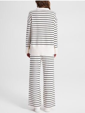 Striped Two-Piece Knit Lounge Set in White and Black
